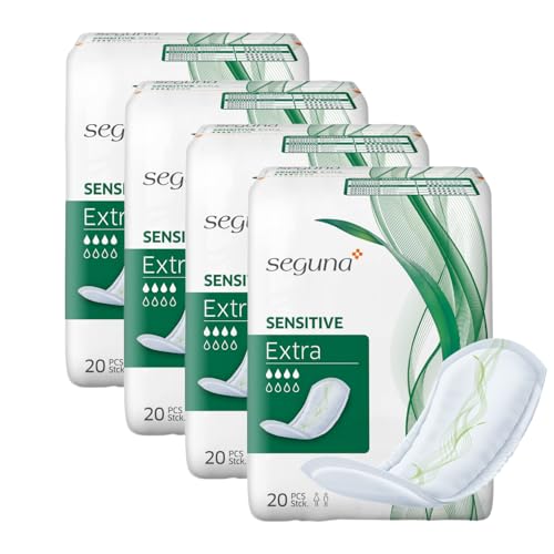 SEGUNA Sensitive Extra, Inkontinenzeinlagen für Frauen und Männer, Einlagen bei leichter Inkontinenz & Blasenschwäche (Sparpaket (4 x 20 Stück))