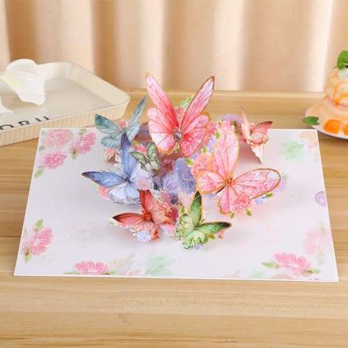 Carte de vœux 3D papillon en papier découpé laser pour anniversaire premium