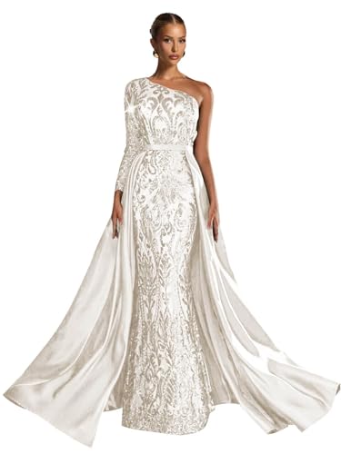 Emerald One-Shoulder Sequin Mermaid Dress