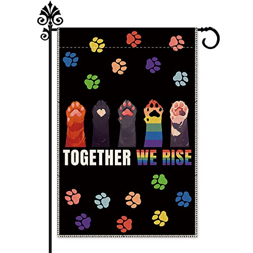 Hafhue Together We Rise Lift Each Other Up Welcome Garden Flag Yard Outdoor Farmhouse Decor Waterproof Double Sided Printing 12x18 In , LGBTQ Rights Iquality Yard Flag Gift for Families Friends