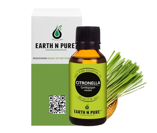 Image of Earth N Pure Citronella Essential Oil | 100% Pure & Natural | Steam Distilled & Undiluted | Outdoor Freshness, Home Fragrance & Aromatherapy | Vegan & Cruelty-Free | 30ml
