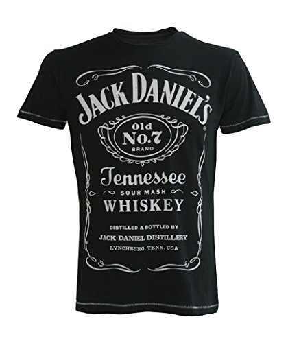 Jack Daniel's - Camiseta con el Logotipo clásico, tamaño: L, Color: Negro