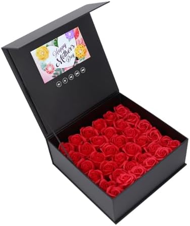 Romantic Video Player Gift Box, Rose Box with Video Greeting Card, Jewelry Flower Box 7 Inch Color Display Video Greeting Card High Definition Playback for Wedding Advertising