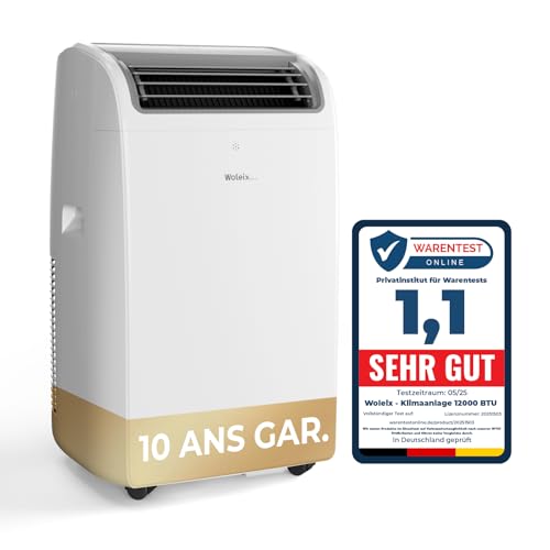 Climatiseur Mobile 12000 BTU, 5 en 1 Climatiseur Portable avec Mode Auto, Clim Mobile Silencieuse 56dB, Minuterie 24H, jusqu'à 120m³/43m² pour Maison Bureau, Kit...