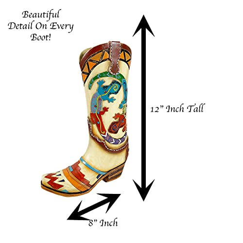 Urbalabs Western Cowboy Boot Southwestern Indian Geko Lizard Flower Vase Decorative Cowboy Boots Vases Home Office Rustic Decor Country Living Wedding Centerpiece (Southwestern Lizard) #TOP1