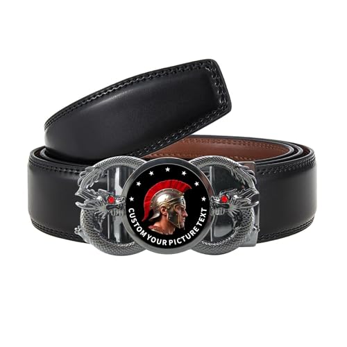 Custom Belt for Men, Ratchet Buckle Customizable Images and Text, Mens Leather Belt Personalized Gift