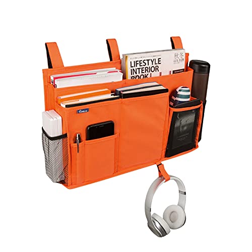 Image of Surblue Caddy Hanging Organizer Bedside Storage Bag for Bunk and Hospital Beds, Dorm Rooms Bed Rails(8 Pockets),Orange