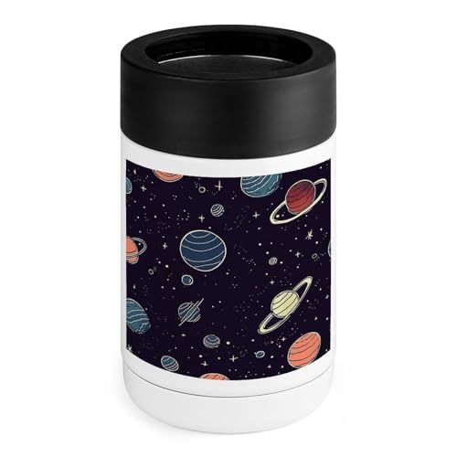 Stainless Steel Beverage Cooler with Silicone Sleeve, Space Planet Pattern Print Multipurpose Drink Chiller for Home, Office, and Outdoor Use