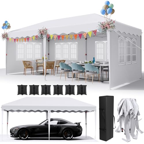 Tonnelle Pliante 3x6 Imperméable,Tente de Reception avec 6PCS Panneaux Latéraux,Tonnelle de Jardin 3x6,Protection UV 50+,420D Oxford,avec Sac de...