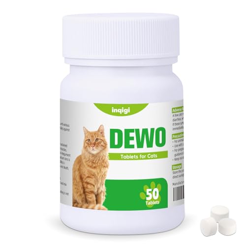 inqigi Tapeworm Dewormer for Cat, Prazi-qantl Tablets Tapeworm Treatment, Broad Spectrum for Cats and Kittens 6 Weeks and Older, Small & Easy to Administer, 50 Tablets