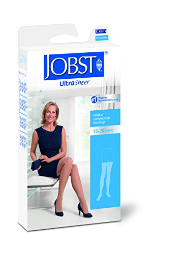JOBST UltraSheer Thigh High with Silicone Dot Top Band, 15-20 mmHg Compression Stockings, Open Toe, Medium, Natural2