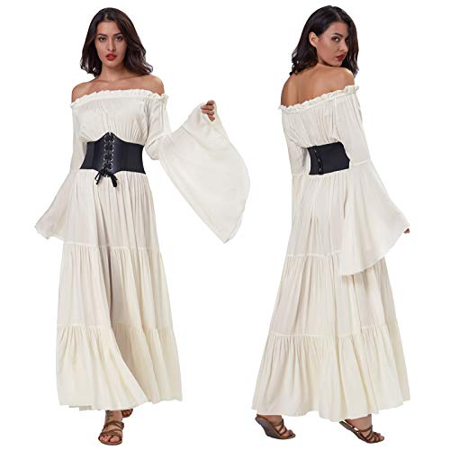 Lace-Up Corset Elastic Retro Cinch Belt Waist Belt(L,Black+Brown 499) #TOP6