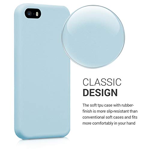 Kwmobile Tpu Silicone Case Compatible With Apple Iphone Se (1.Gen 2016) / 5 / 5S - Case Slim Phone Cover With Soft Finish - Light Blue Matte #TOP2
