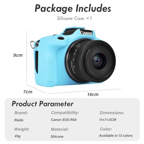 Rieibi EOS R50 Case, Soft Silicone Protective Case for Canon EOS R50 Camera, Lightweight Non-Slip Snug Fit Cover - Light Blue - Image 2