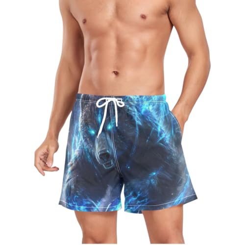 Bañador para hombre de osos de fuego azul con tejido de secado rápido