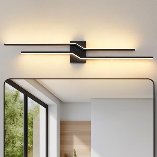 Image of 39.4 Inch Vanity Light for Bathroom Lighting Fixtures Over Mirror Black Dimmable 5CCT Vanity Lighting Fixture Modern Bath Vanity Lights Bar Wall Sconces
