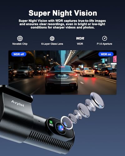 Avylet 4K + 1080P Dashcam Auto Delantero Trasero, Wi-Fi/App Dual Auto Cámara con monitorización de estacionamiento, Soporta módulo GPS Externo, Super visión Nocturna, WDR, 170°+150° Gran Angular - imagen 5