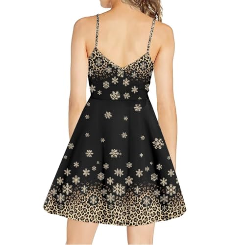 Image of Women's Spaghetti Strap Dress Summer Casual Swing Sundress Girls Beachwear Swing Mini Dress