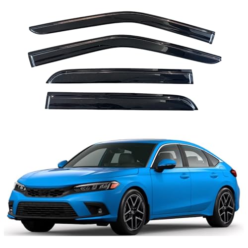 Image of KPY Window Visor Compatible with Honda Civic Hatchback 2022-2025, 4PC Rain Guard Side Window Vent Deflectors Tape-On Mugen Style, 2022 2023 2024 2025