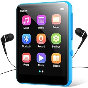 64GB 2.4″ Full Touch Screen MP3 Player with Bluetooth 5.3, Portable HiFi Sound Quality Music Player with Speaker, FM Radio, Line-in Voice Recorder, E-Book, Headphones Included, Max 128GB Expandable