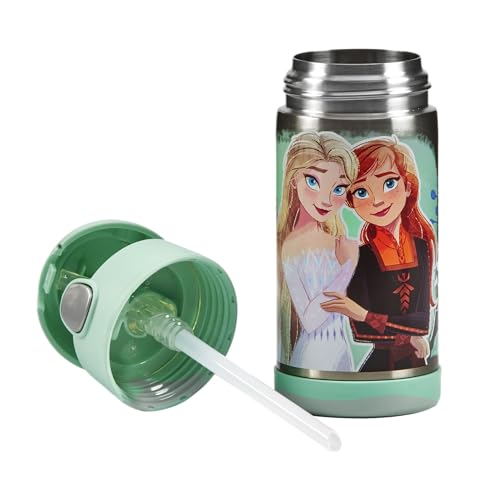 Thermos kids FUNTAINER STRAW BOTTLE DISNEY 0,35 l, Frozen II, Thermoflasche Kinder aus Edelstahl mit Trinkhalm, 12 h kalt, spülmaschinenfest, dicht ohne Kohlensäure, Disney Flasche für Kita, Schule 4