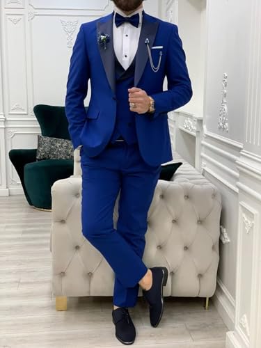 Men's Suits Slim Fit 3 Piece Suits for Men Double Breasted Suit with Bow Tie Wedding Suits Jacket Vest Pants Tuxedo Suit Set2