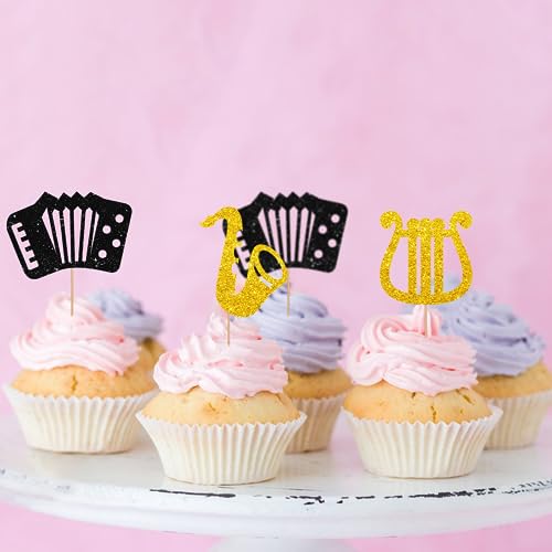 Maonica 003 24Pcs Musical Instrument Cupcake Toppers thumb #4