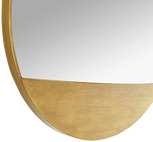Amazon Brand - Rivet Modern Round Hanging Mirror With Shelf, 18" Diameter, Brass #TOP3