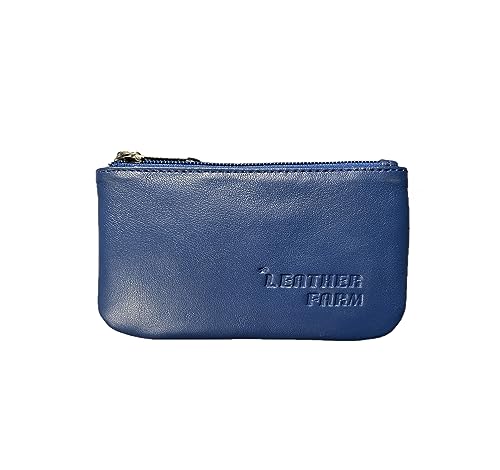 Image of Leather Travel Pouch - Beautifully Handcrafted YKK Zippered Pouch Handmade - 8 x 4 inches.(BLUE)