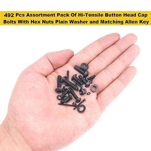 Image of High Tensile Button Head Bolts Dia M4 Assorted Lengths 6MM-30MM Pack of 492 Pcs with Plastic Box Assortment