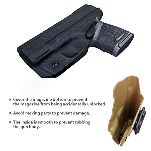 Springfield Hellcat Holster IWB Kydex Holster Custom Fit: Springfield Armory Hellcat - Inside Waistband Concealed Carry - Cover Mag-Button - Widened Entrance - No Wear, No Jitter