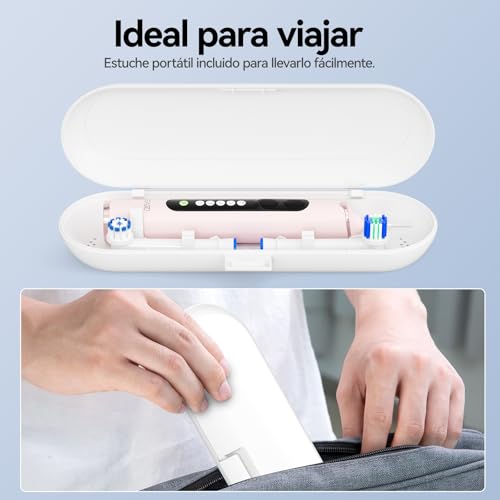 Seago Cepillo Electrico Recargable, Cepillo de Dientes Eléctrico Rotativo con Estuche de Viaje,8 Cabezas para la familia,5 Modos, Temporizador 2 Min,IPX7, SG2607, Rosa - imagen 4