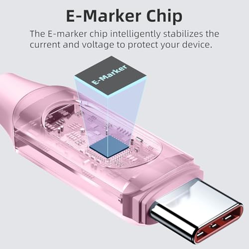 Image of iFAST Digital Display 100W Type-C to Type-C Fast Charging Data Cable | 480Mbps Data Transfer Speed | Compatible With MacBook, iPad, Galaxy, Pixel, Switch (2 Metre, Silicon, Pink)