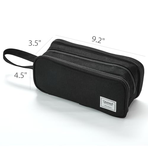 Image of SPACEMATE Pencil Case Pouch Box Bag School Supplies Girls Boys Kids, Cute Preppy Stuff Big Capacity Aesthetic Pen Organizer, Back to College Stationary, Black, Extra Large Style, 2300ml