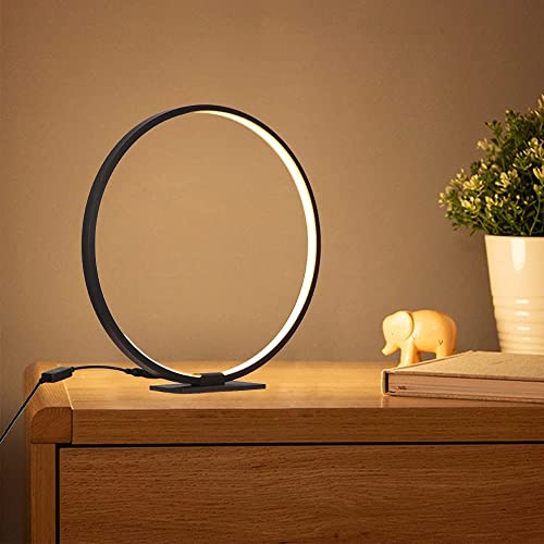 Masivel BLT896/1SBK Modern Circle Table Lamp Led Warm Light Nightstand Lamp Black Bedroom Lamp thumb #6