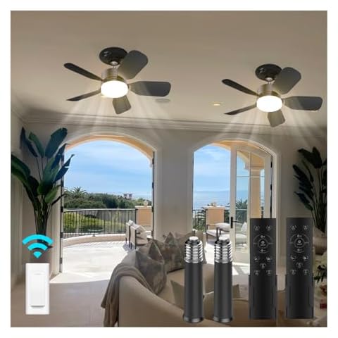 aupuslite 2 Pack 20" Socket Fan Light with Remote, 30W 2000 Lumens, 3 Colors 3000-6000K Screw in Ceiling Fan in Light Socket 6 Speed Wind Small Ceiling Fan for Bedroom, Living Room, Kitchen, Garage Cover