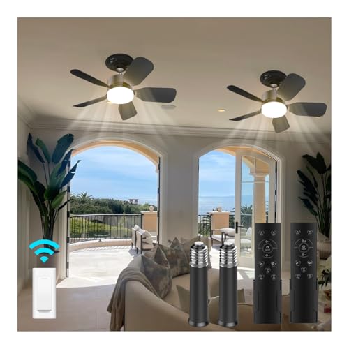 aupuslite 2 Pack 20' Socket Fan Light with Remote, 30W 2000 Lumens, 3 Colors 3000-6000K Screw in...
