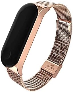 3Chome Metal Strap Compatible with Mi Band 6 / Mi Band 5/ Mi Band 4 / Mi Band 3, Smart Watch Wristbands Replacement Accessories (Rose Gold)