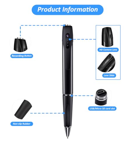 Eye4Spy Spy 1080p Full Hd Pen Camera Hidden – Secret HD Mini Camera (No WiFi) | Rechargeable - 85 Minutes Backup | Perfect for Meetings, lectures, interviews, Personal Security (6-Months Warranty)