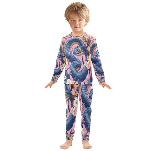Pajama Sets Long Sleeve Snake Leaves and Flowers Soft Comfy Sleepwear 2 Piece PJS 3-8T2