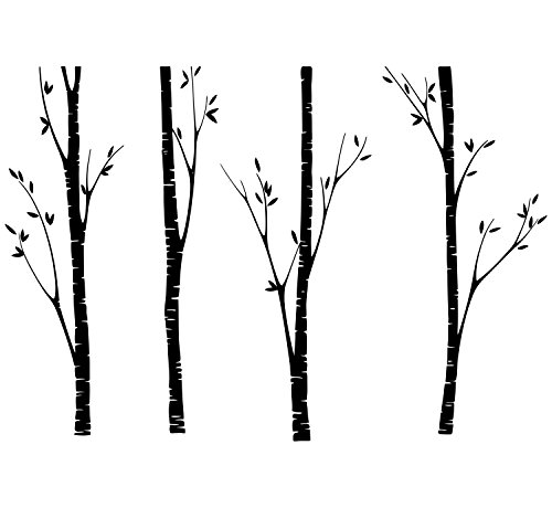 N.sunforest Removable Set Of 4 Big Birch Tree In White - 7.5Ft Vinyl Art Wall Decals Mural For Nursery Room #TOP2