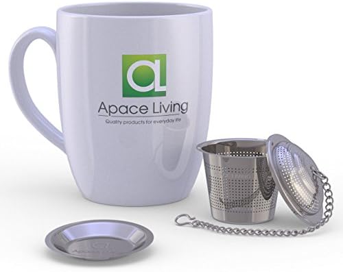 Apace Loose Leaf Tea Infuser (Set of 2) with Tea Scoop and Drip Tray - Ultra Fine Stainless Steel Strainer & Steeper