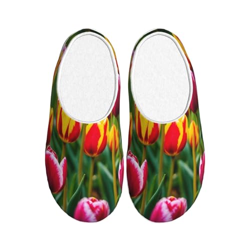 Pantoufles d'intérieur tulipes roses EdWal pour des matins doux et chaleureux