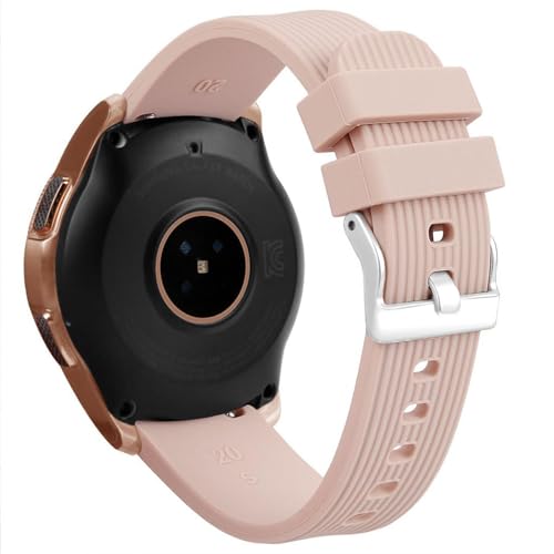 Image of INF Silicone Replacement Wrist Band Compatible with Samsung Galaxy Watch 42 mm SM-R810 /SM-R815, Soft Sport Strap for Women /Men, Breathable quick release with silver Metal Clasp