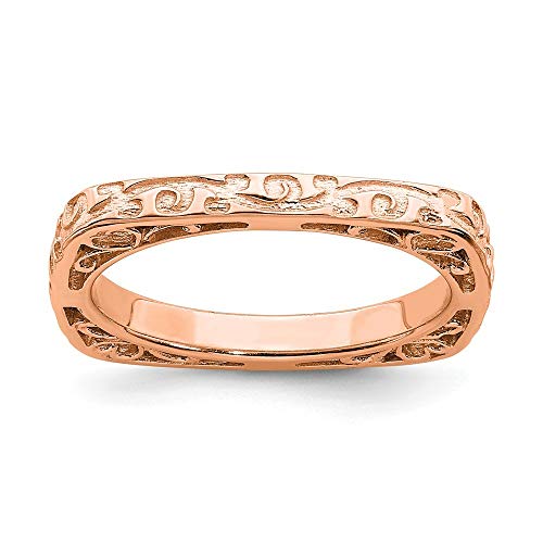 2,25 mm Silver Expressions empilable poli Sterling Rose-Assiette carrée-Taille 1/2 T