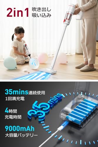 掃除機 コードレス 【2026業界最新 28000pa 超強力吸引&吹き出し】 グリーンLEDライト付き 電動エアダスター スティッククリーナー ハンディクリーナー コードレス掃除機 Type-C充電式 8種類ノズル 延長パイプ 軽量0.6kg そうじき 車用そうじき 多重濾過 HEPAフィルター 静音設計 一人暮らし 車用 家庭用 年末お掃除 プレゼント