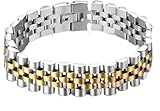 IMPRESSIVE Presidential Jubilee Style Link Bracelet Stainless Steel For Men and 8 Inch 15MM (Two Tone)