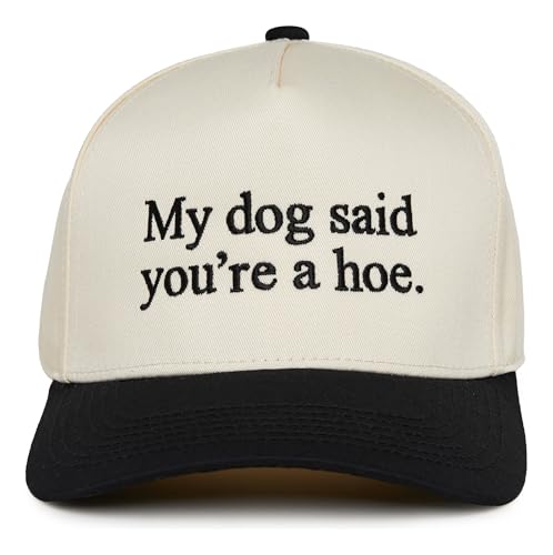 Two Tone Vintage Snapback Hat - My Dog Said You're a Hoe - Black/Beige