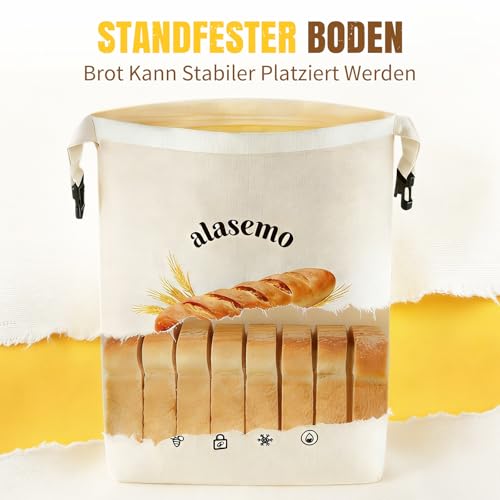alasemo Wiederverwendbare Brotbeutel Bienenwachs mit Standboden 2 Stück Brotsack zum frischhalten Mehrere Dichtungen Reißverschluss Klickverschluss Brotaufbewahrung 2 Größen L 35×25cm & S 31,5×21cm