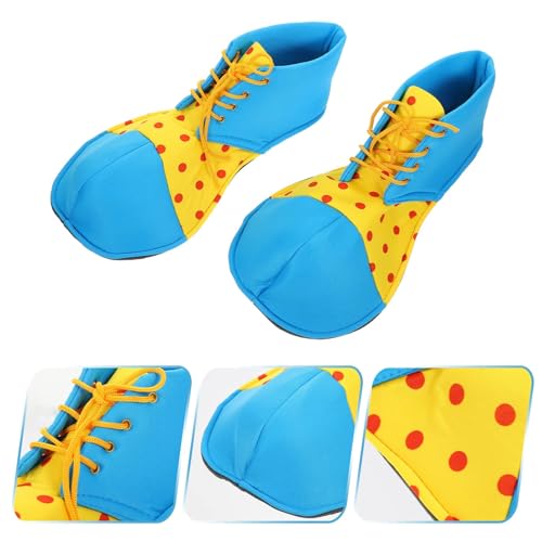 Clown Shoes Adult Men Women Funny Costume Accessories Round Head Shoes Prom Props Halloween (Blue+Yellow) - Image 4